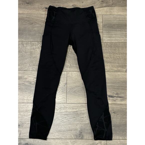 LULULEMON Sz 6 Hit It 7/8 Leggings Mesh Black Running - Picture 1 of 11